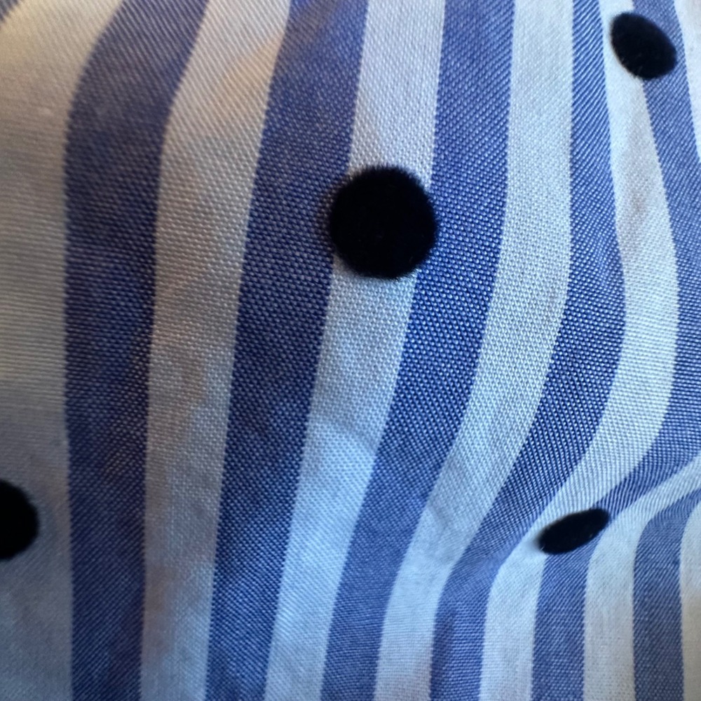 Talbots Plus Top Women's 1X Gray Knit Mixed Media Striped Polka Dot Accent - Picture 8 of 10